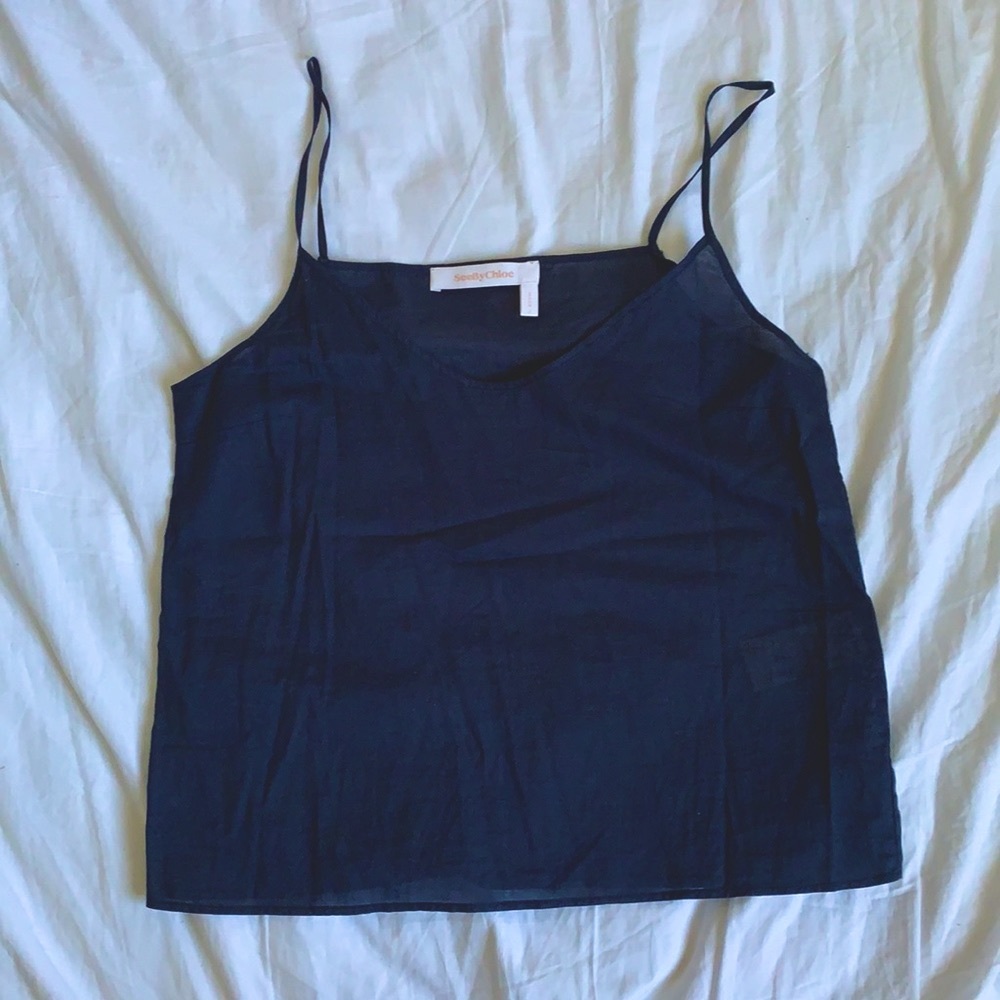 Chloe - 2 Piece Navy Blue Sleeveless Blouse - Picture 5 of 5